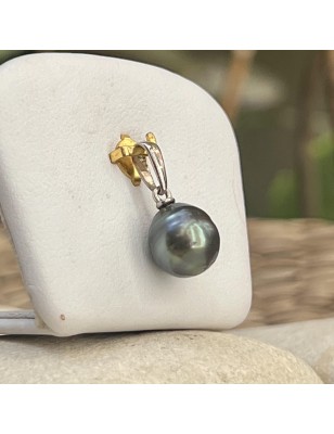 Mira - Perle de Tahiti Verte - Pendentif Argent Rhodié