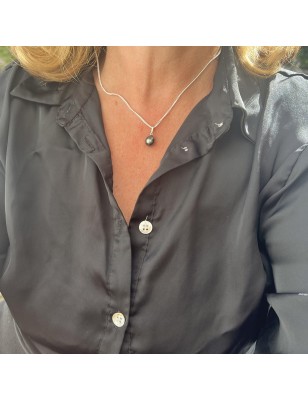 femme pendentif argent perle Tahiti verte prix - pendentif tahitien pour femme