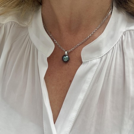 Moerani - Perle de Tahiti Bleue - 10.76mm - Or Blanc 750