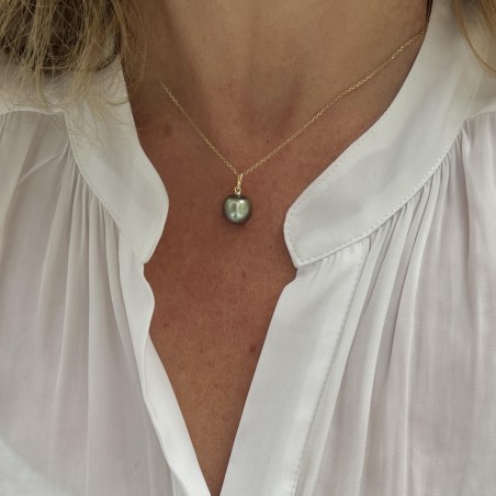Moana Kea - Lagoon-blue Tahitian Pearl - 18k Gold Pendant
