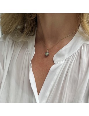 lagoon-blue hue tahiti cultured pearl women's pendant - tahitian pendant for women you love