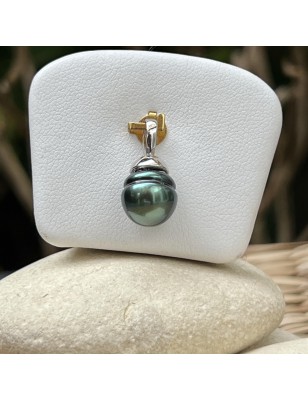 pendentif femme perle de Tahiti bleu et vert - prix d'un pendentif tahitien avec une perle
