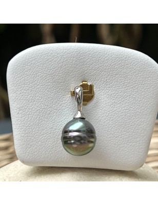 Tahitian cultured pearl men's pendant price - peacock-hue Tahiti pearl on pendant for men - tahitian jewelry