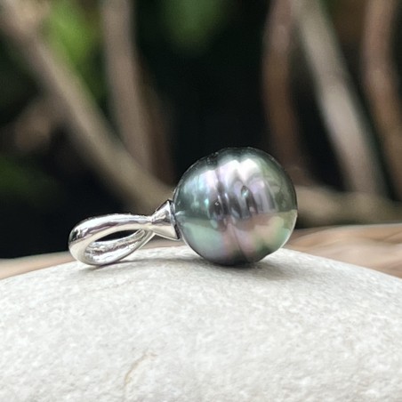Wunderschöner Anhänger aus tahitischer, pfauenblauer Perle in rhodiniertem 925er Sterlingsilber