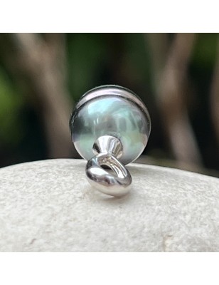 Hermoso colgante de perla azul pavo real de Tahití en plata de ley 925 rodiada.