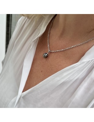 Wunderschöner Anhänger aus tahitischer, pfauenblauer Perle in rhodiniertem 925er Sterlingsilber