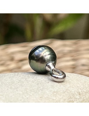 Tahitian cultured pearl men's pendant price - peacock-hue Tahiti pearl on pendant for men - tahitian jewelry