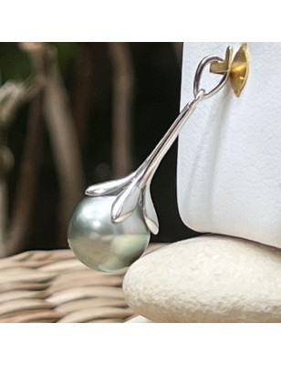 perle de Tahiti vert lagon en pendentif femme argent prix
