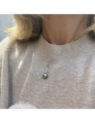 perle de Tahiti vert lagon en pendentif femme argent prix