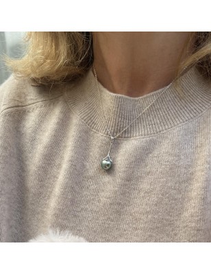 perle de Tahiti vert lagon en pendentif femme argent prix