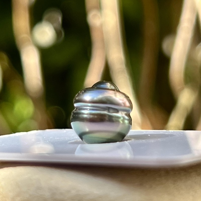 Circled Tahitian Pearl - Blue-peacock - 9.58mm
