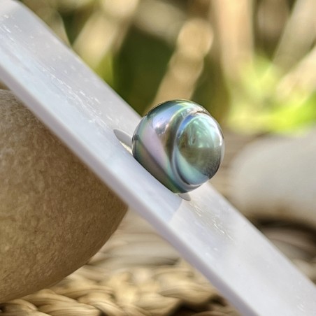 Perle de Tahiti Cerclée - Rose et Bleu Lagon - 8.95mm