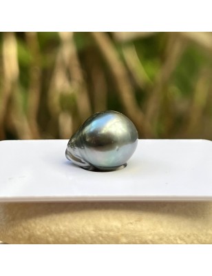 perle de Tahiti seule de couleur paon - perle de culture de Tahiti baroque à l'unité