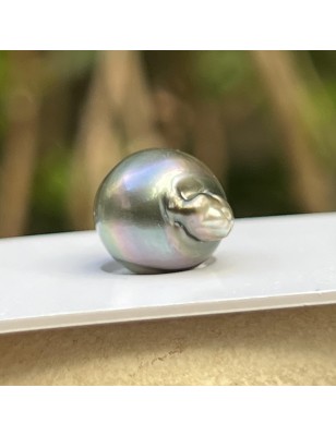 perle de Tahiti seule de couleur grise - perle de culture de Tahiti baroque à l'unité