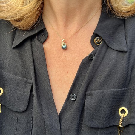 Moana Iti - Cobalt Blue Tahitian Pearl 18K Gold Octopus