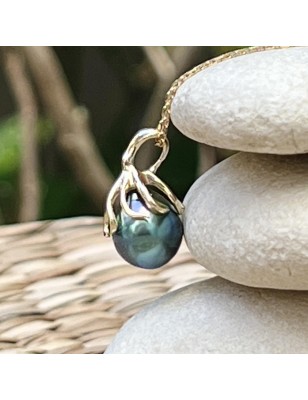 pieuvre en or pendentif femme perle de Tahiti bleu électrique prix