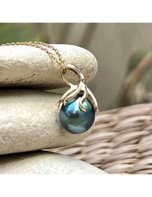 women's octopus gold pendant with blue tahitian pearl price - tahitian octopus jewel