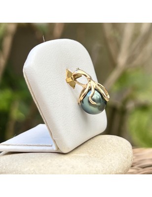 women's octopus gold pendant with green tahitian pearl price - tahitian octopus jewel