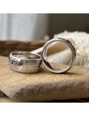 Moana - Tahitian Wedding Ring in Rhodium Silver - 10mm