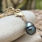 Nai'a - Green-blue Tahitian Pearl Golden Silver Bracelet