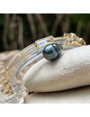 cultured tahitian pearl women's gold bracelet price - blue pearl from Tahiti on women's tahitian bracelet