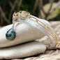 Nai'a - Green-blue Tahitian Pearl Golden Silver Bracelet