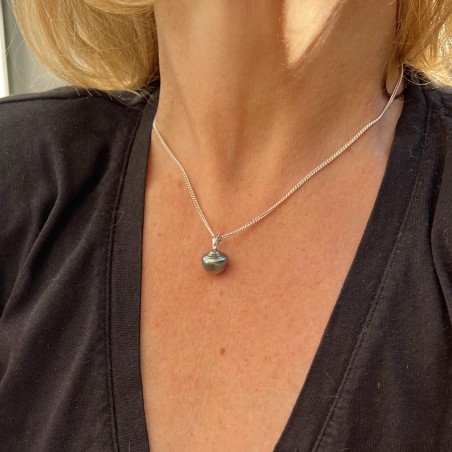 Ava Nui - Pendentif Perle de Tahiti Bleu Gris - 11.80mm