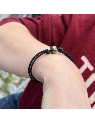 grosse perle de Tahiti olive en bracelet homme perle prix - bracelet homme tahitien