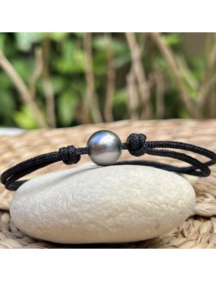 Big Tahitian Grey Pearl of 11.30mm of Diameter Men's Bracelet