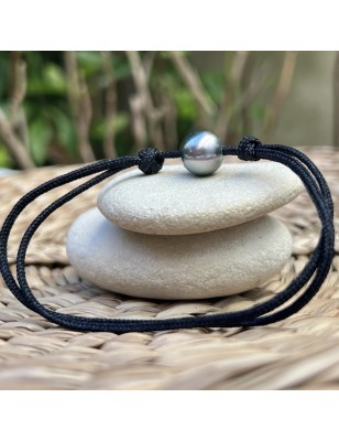 Big Tahitian Grey Pearl of 11.30mm of Diameter Men's Bracelet