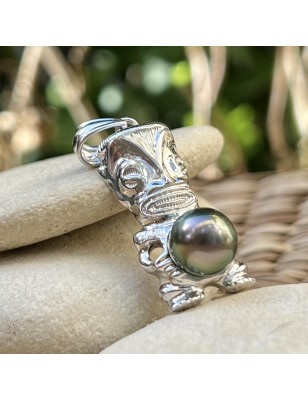 tiki homme en pendentif argent perle de Tahiti prix - bijou tiki