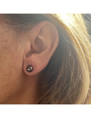 Clous d'Oreilles Silber rhodiniert - Tahiti-Perlen Aubergine