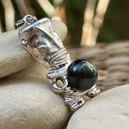 Te Mana – 925 Sterlingsilber, rhodiniert – Schwarze Perle – 9,82 mm