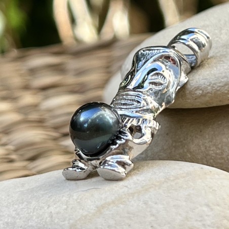 Te Mana - Argent 925 Rhodié - Perle Noire - 9.43mm