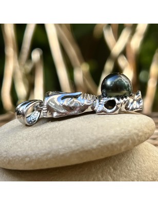 tiki pendant  men tiki Tahitian black pearl - perla Tahiti - tahitian jewelry - tahitian jewerly stores