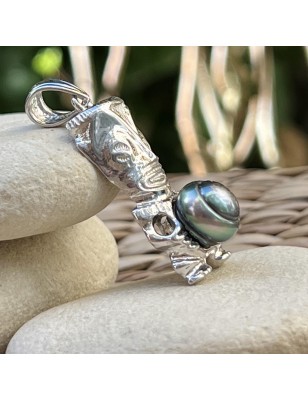 tiki pendant in 18k gold men tiki Tahitian pearl - perla Tahiti - tahitian jewelry - tahitian jewerly stores