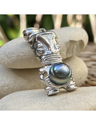 tiki homme en pendentif argent perle de Tahiti prix - bijou tiki