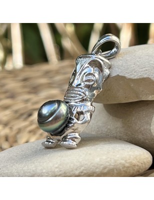 tiki homme en pendentif argent perle de Tahiti prix - bijou tiki