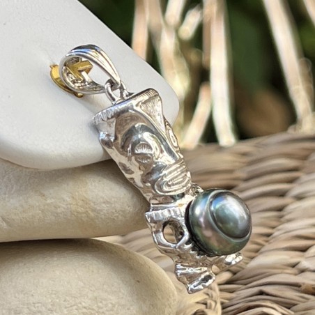 Te Mana – 925er rhodiniertes Silber – Blaue Pfauen-Tahitiperle