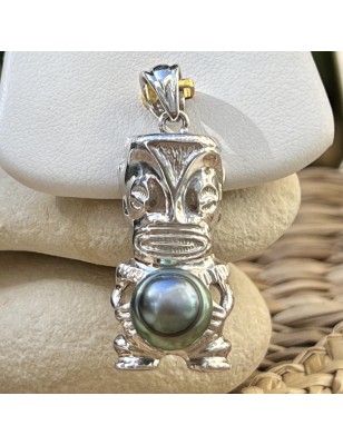 tiki homme en pendentif argent perle de Tahiti prix - bijou tiki