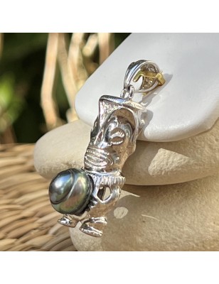 tiki homme en pendentif argent perle de Tahiti prix - bijou tiki