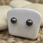 Aubergine Tahitian Pearls - Silver Ear Studs