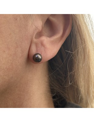 boucles d'oreilles argent perle de tahiti - bijoux perles de tahiti - perles de tahiti femme