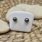 Grey Aubergine Tahitian Pearls - Silver Ear Studs
