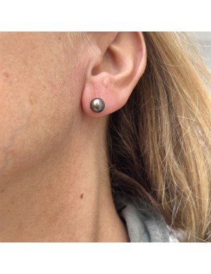 boucles d'oreilles argent perle de tahiti - bijoux perles de tahiti - perles de tahiti femme