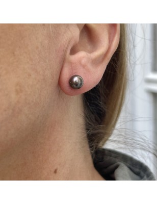 boucles d'oreilles argent perle de tahiti - bijoux perles de tahiti - perles de tahiti femme