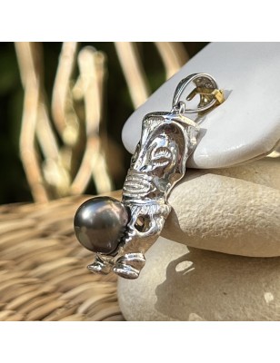 tiki homme en pendentif argent perle de Tahiti prix - bijou tiki