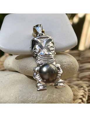 tiki homme en pendentif argent perle de Tahiti prix - bijou tiki