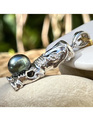 tiki homme en pendentif argent perle de Tahiti prix - bijou tiki