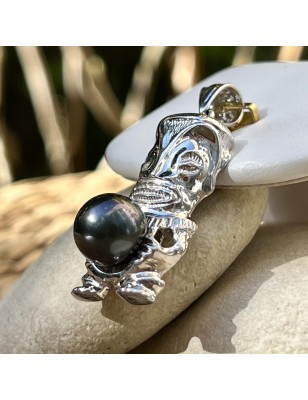 tiki pendant  men tiki Tahitian pearl - perla Tahiti - tahitian jewelry - tahitian jewerly stores